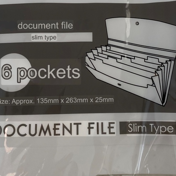 6-Pocket Document File with Index Card. Translucent. White - Picture 6 of 7